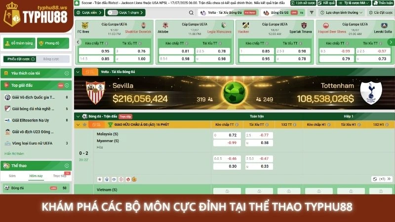 Khám phá các bộ môn cực đỉnh tại thể thao Typhu88